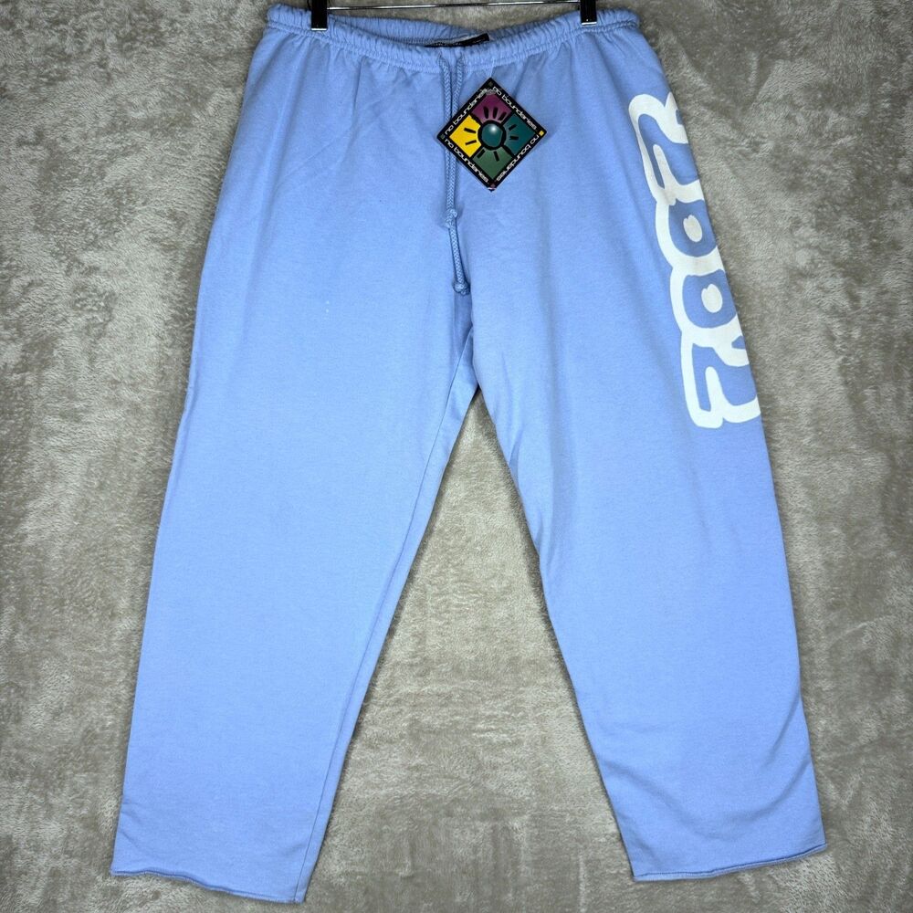 Vtg No Boundaries Sweatpants Girls XL Drawstring Y2K Blue 2002 Graphic 31x28.5